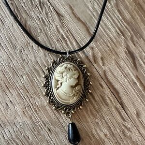 Ivory Victorian Cameo Necklace - Whimsigoth Academia Poetcore